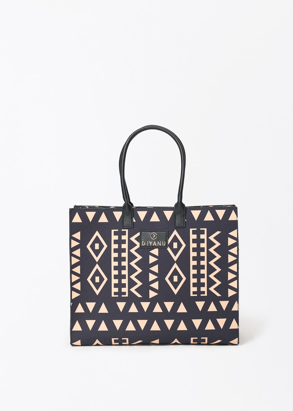 Aina Women's African Print Tote Bag (Tan Black Tribal) - D'IYANU