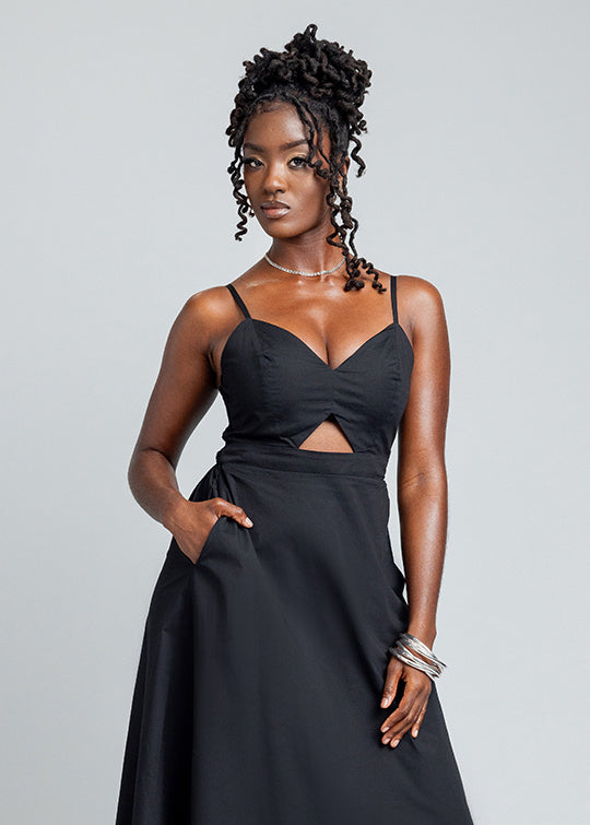 Anjiola Women's African Print Maxi Dress (Black)