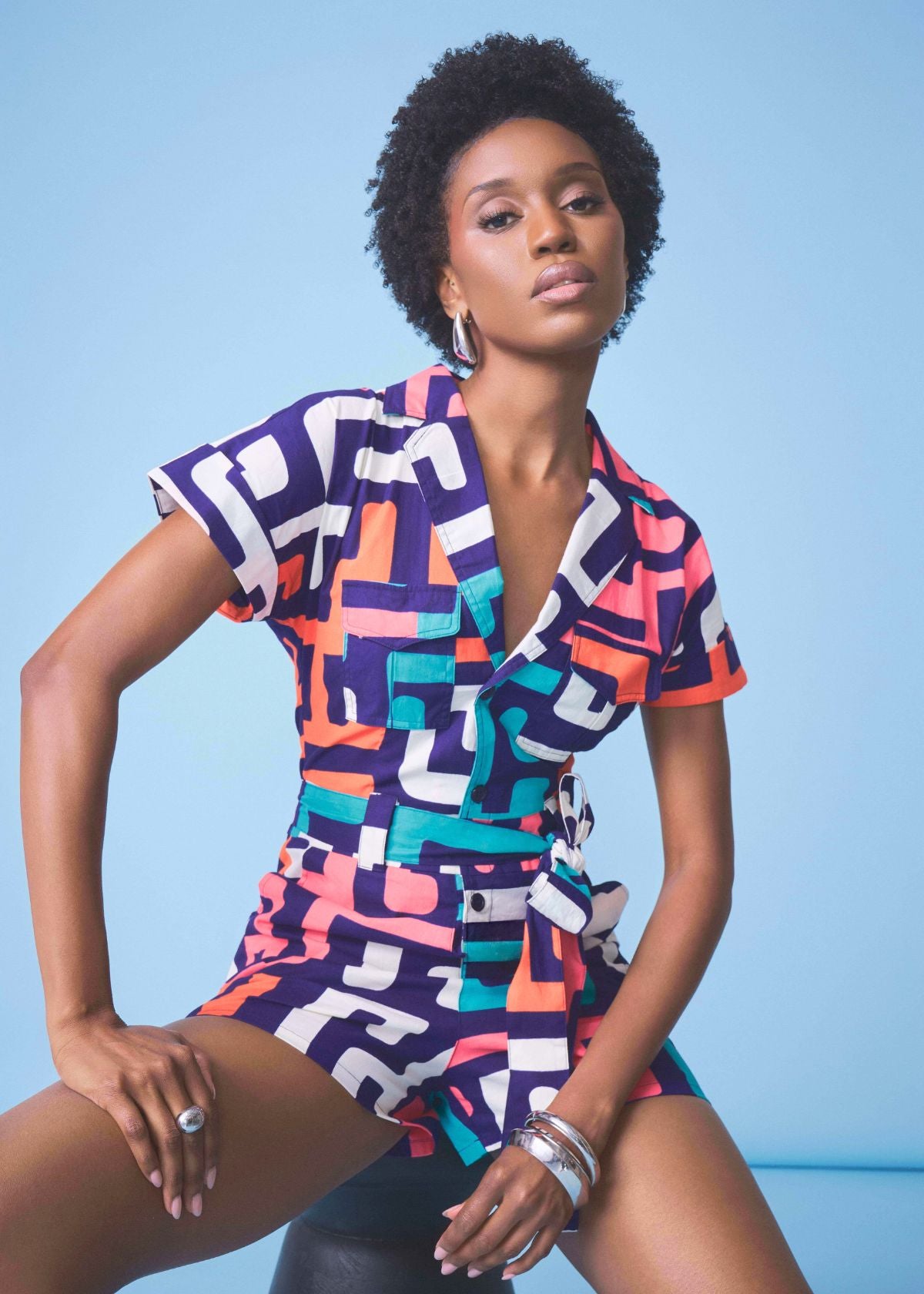 Asale Women's African Print Romper (Confetti Kuba) - D'IYANU