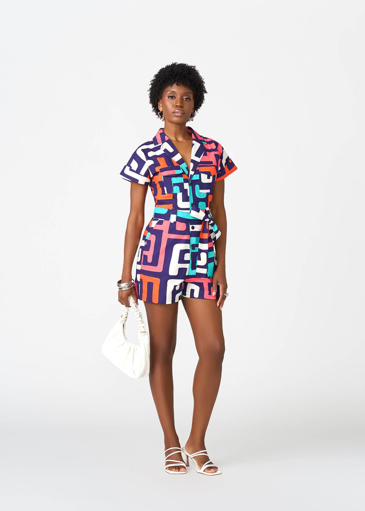 Asale Women's African Print Romper (Confetti Kuba) - D'IYANU