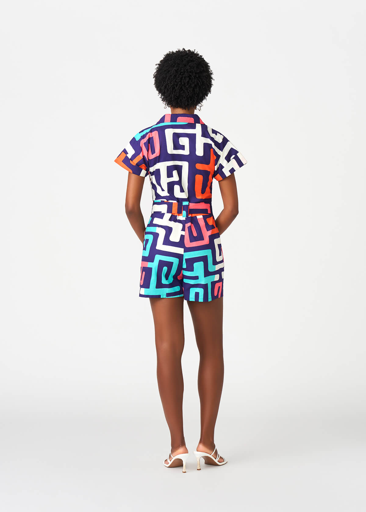 Asale Women's African Print Romper (Confetti Kuba) - D'IYANU