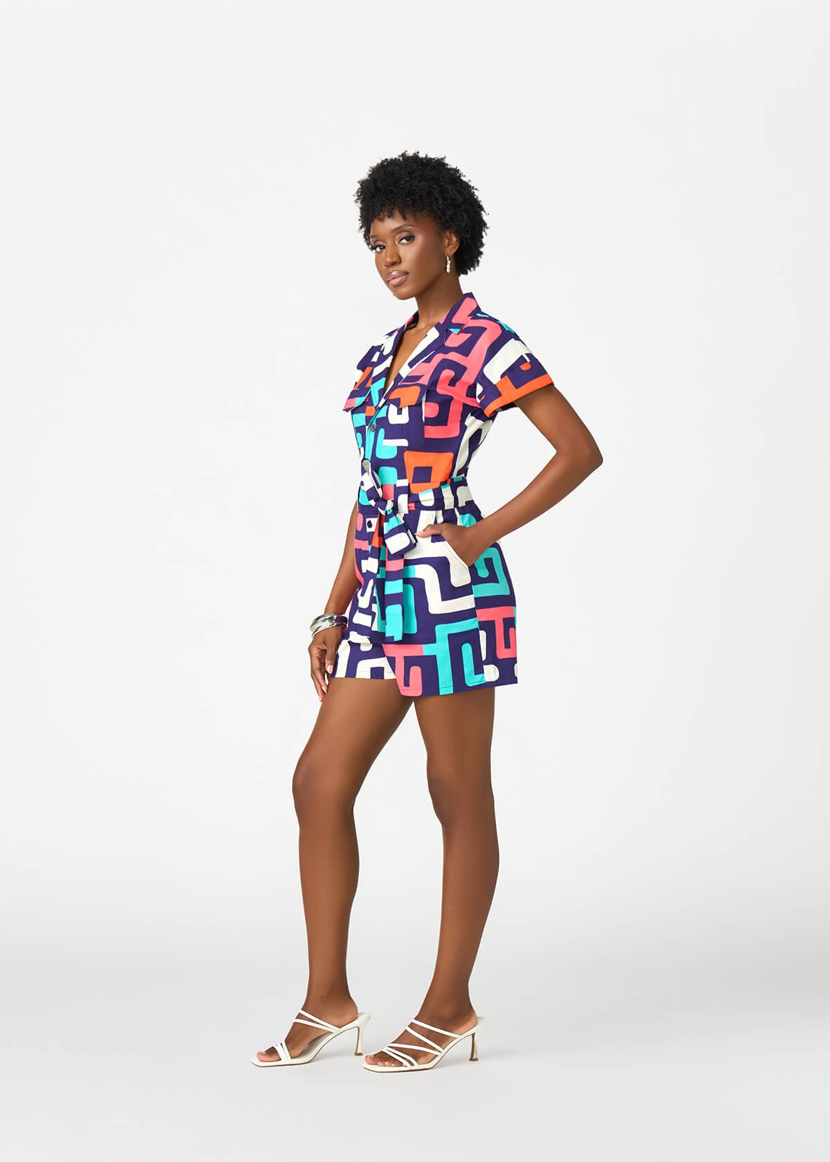 Asale Women's African Print Romper (Confetti Kuba) - D'IYANU