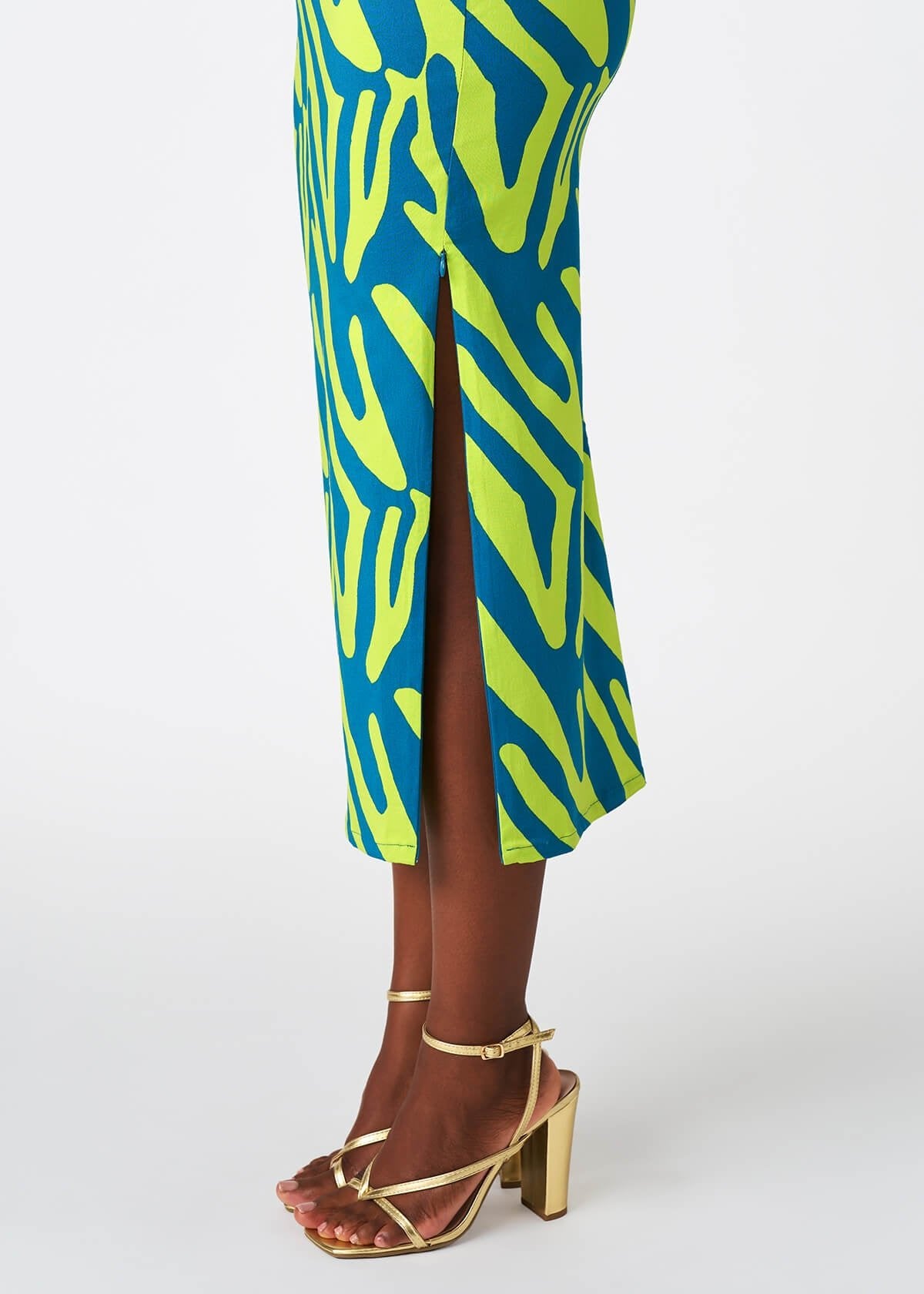 Ashantee Women's African Print Stretch Tunic Dress (Lime Zebra Abstract) - D'IYANU