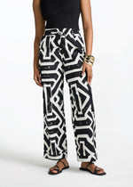 Ayoka Women's African Print Twill Cargo Pants (Onyx Cream Tribal) - D'IYANU