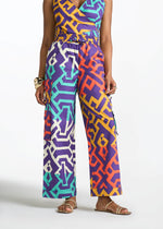 Ayoka Women's African Print Twill Cargo Pants (Purple Multicolor Tribal) - D'IYANU