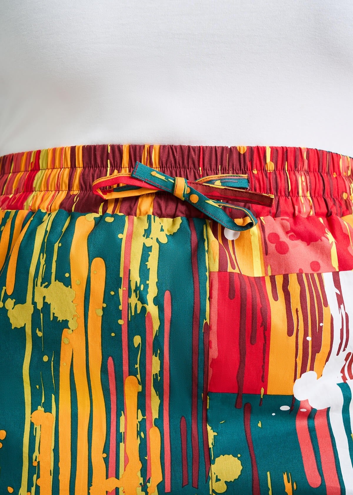 Ayoka Women's African Print Twill Cargo Pants (Forest Paint Splatter) - D'IYANU