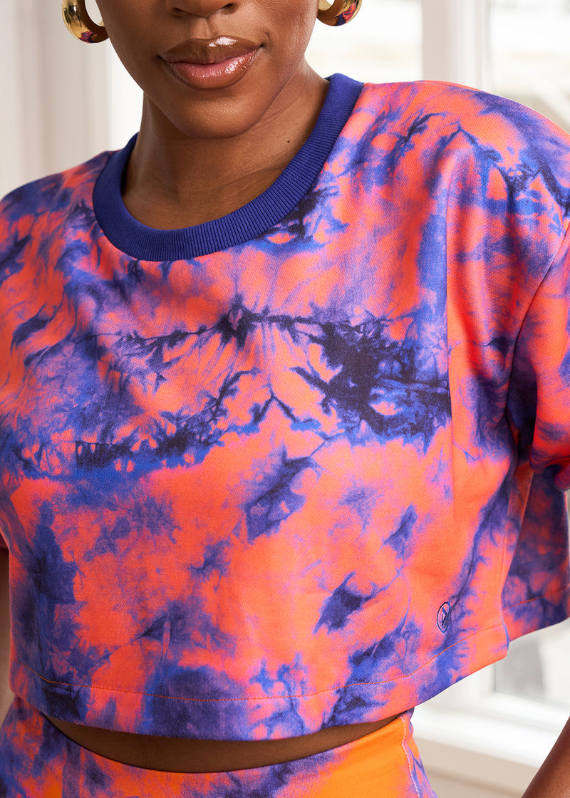 Bamba Women's African Print Cropped Sweatshirt (Sunset Tie Dye) – D'IYANU