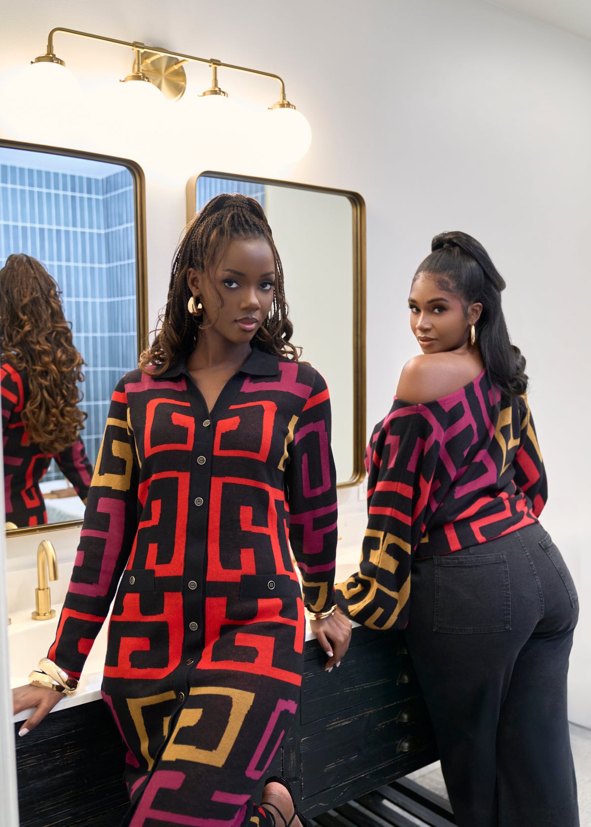 Nafeesa Women's African Print Cropped Sweater (Black Berry Kuba) - D'IYANU