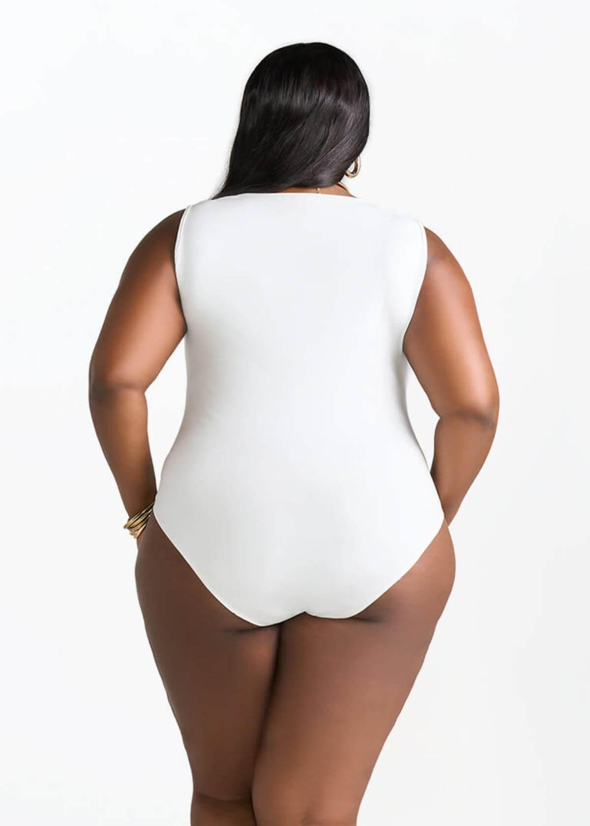 Casaiah Women's Square Neck Bodysuit (Cream) - D'IYANU