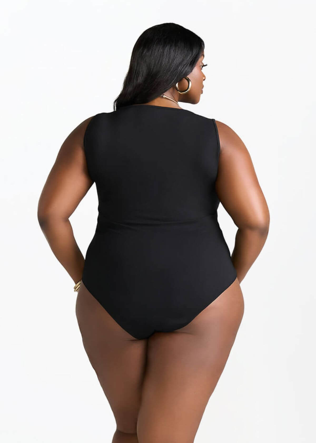 Casaiah Women's Square Neck Bodysuit (Black) - D'IYANU