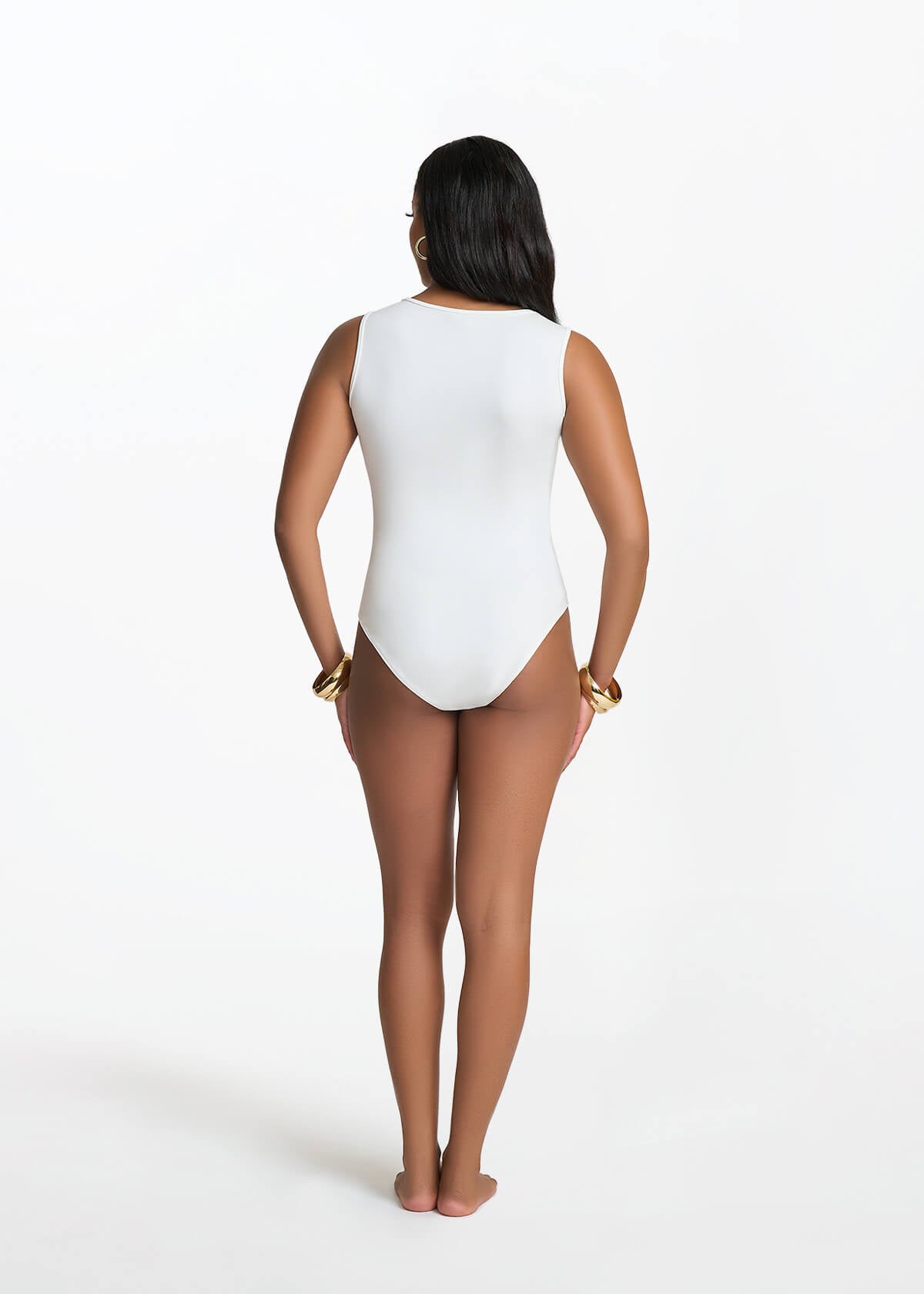 Casaiah Women's Square Neck Bodysuit (Cream) - D'IYANU