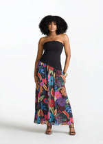Damilola Women's African Print Strapless Dress (Black Tropical Floral) - D'IYANU