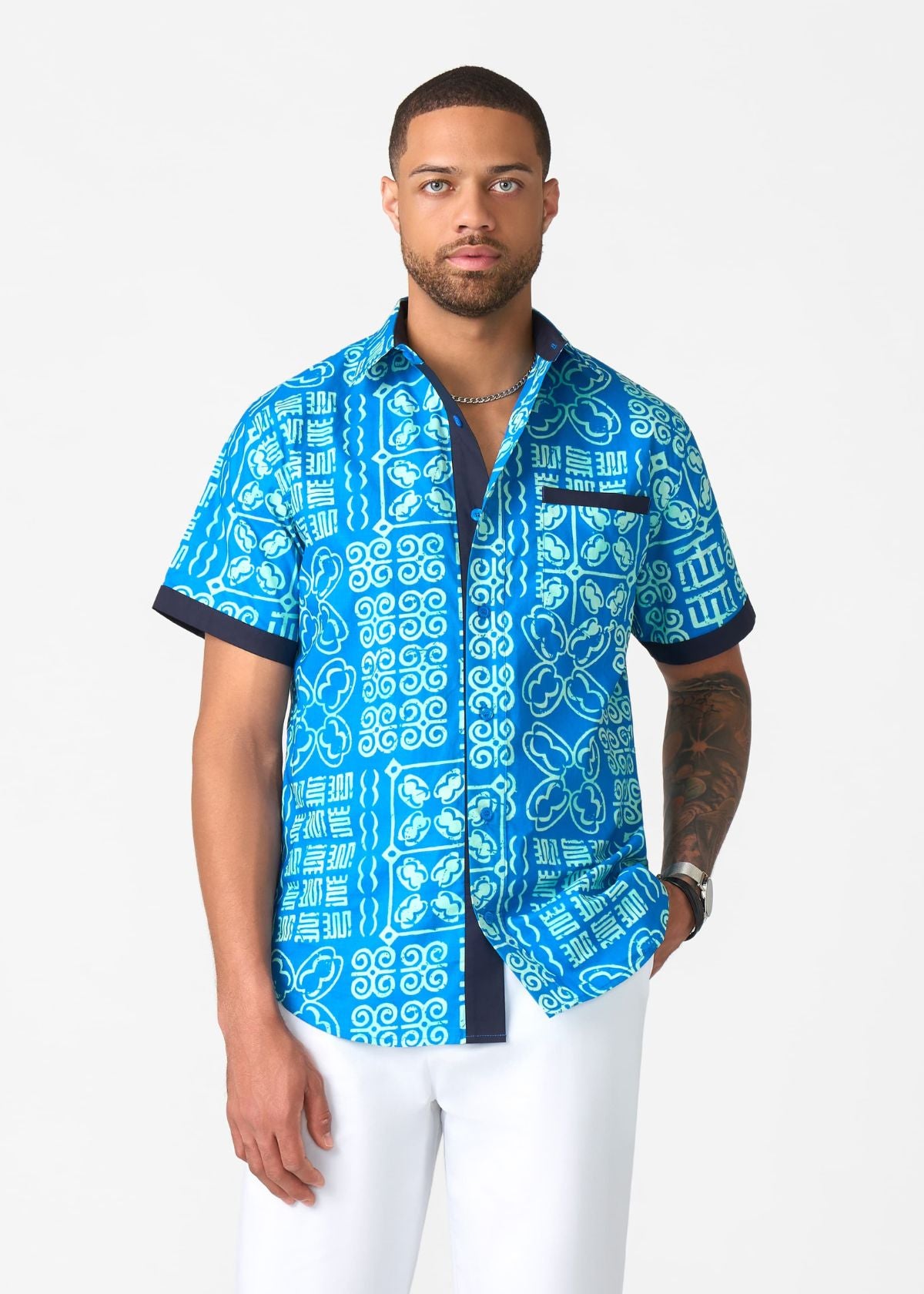 Deion African Print Button Up Shirt