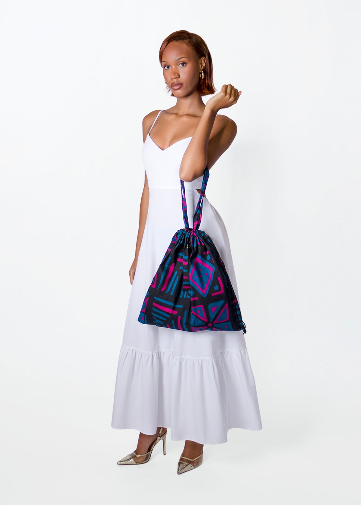 Ebuni African Print Tote Bag  (Black Teal Tribal)