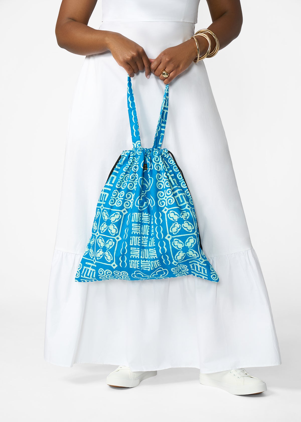 Ebuni African Print Tote  (Cool Blue Adire)