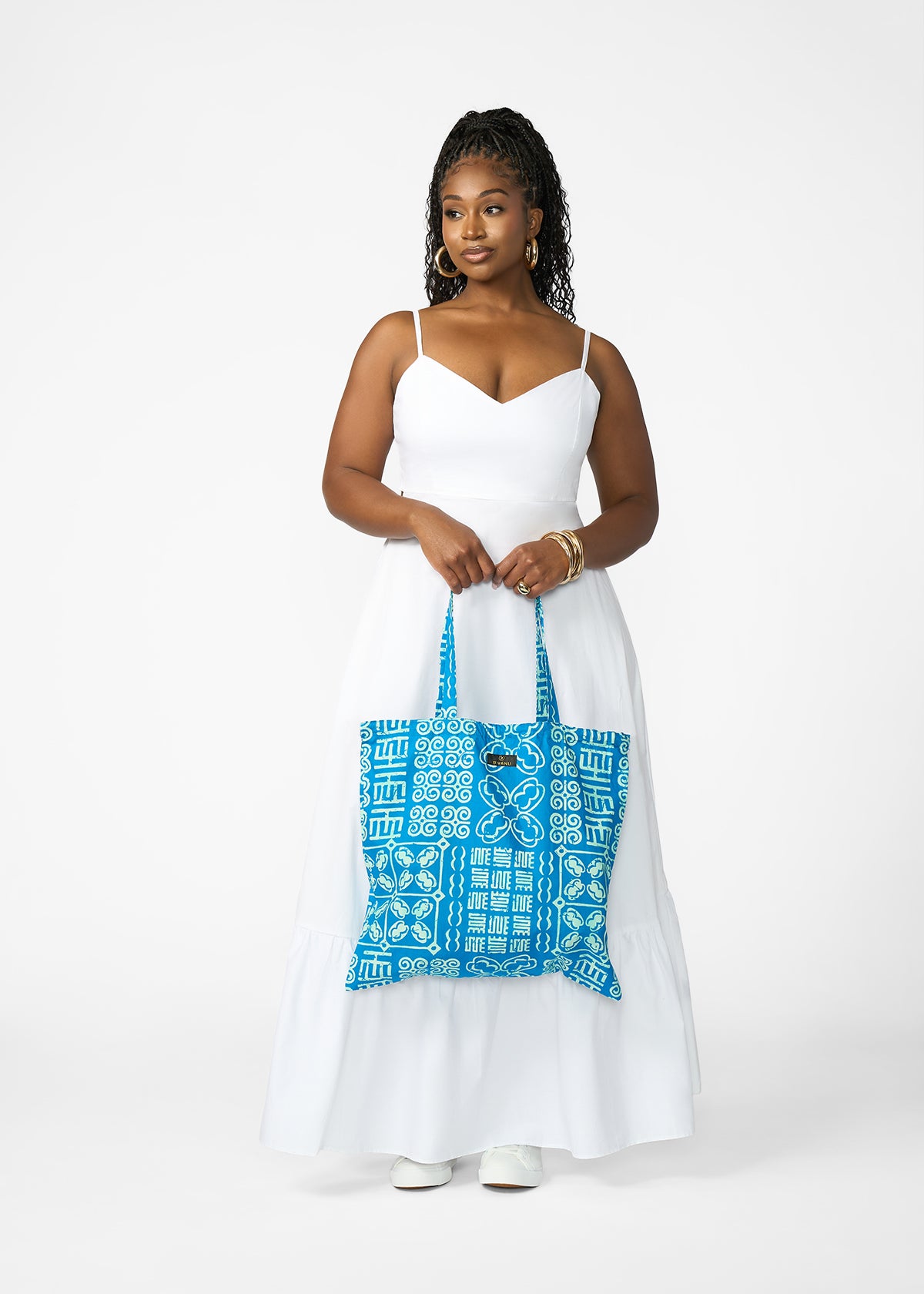 Ebuni African Print Tote  (Cool Blue Adire)