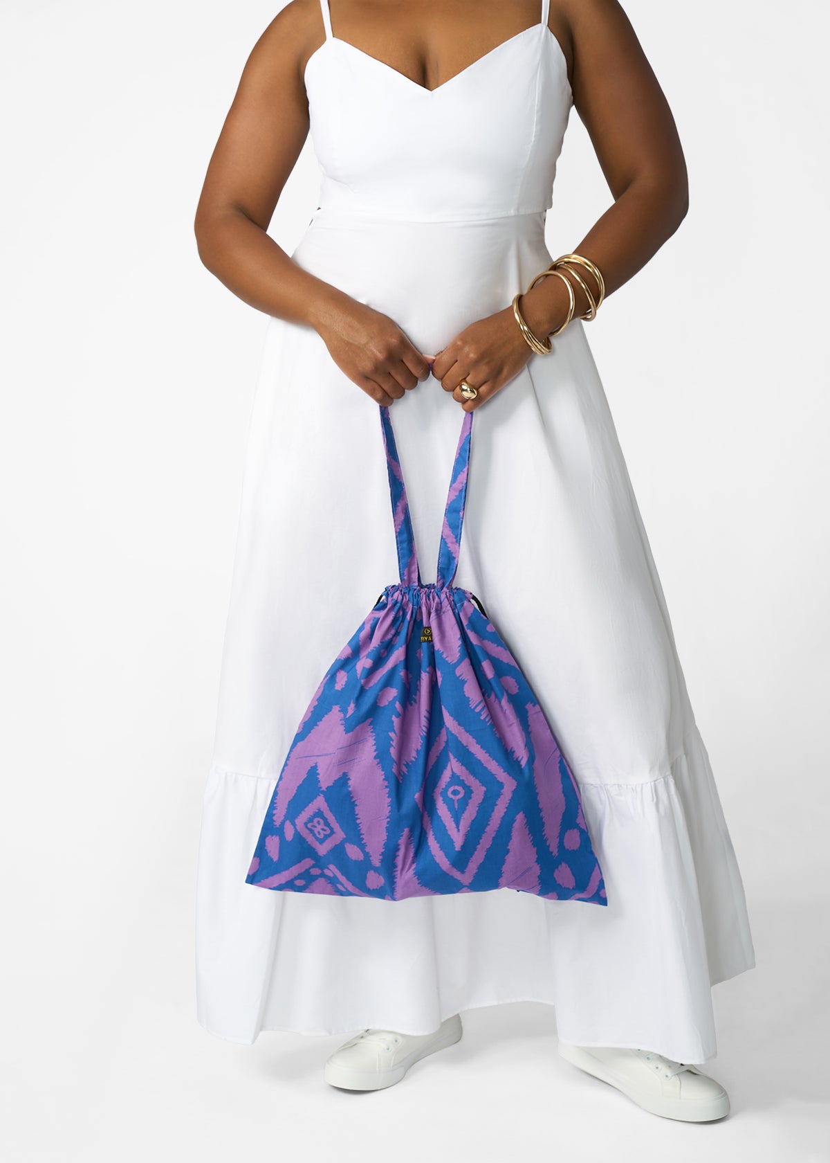 Ebuni African Print Tote  (Purple Blue Batik)
