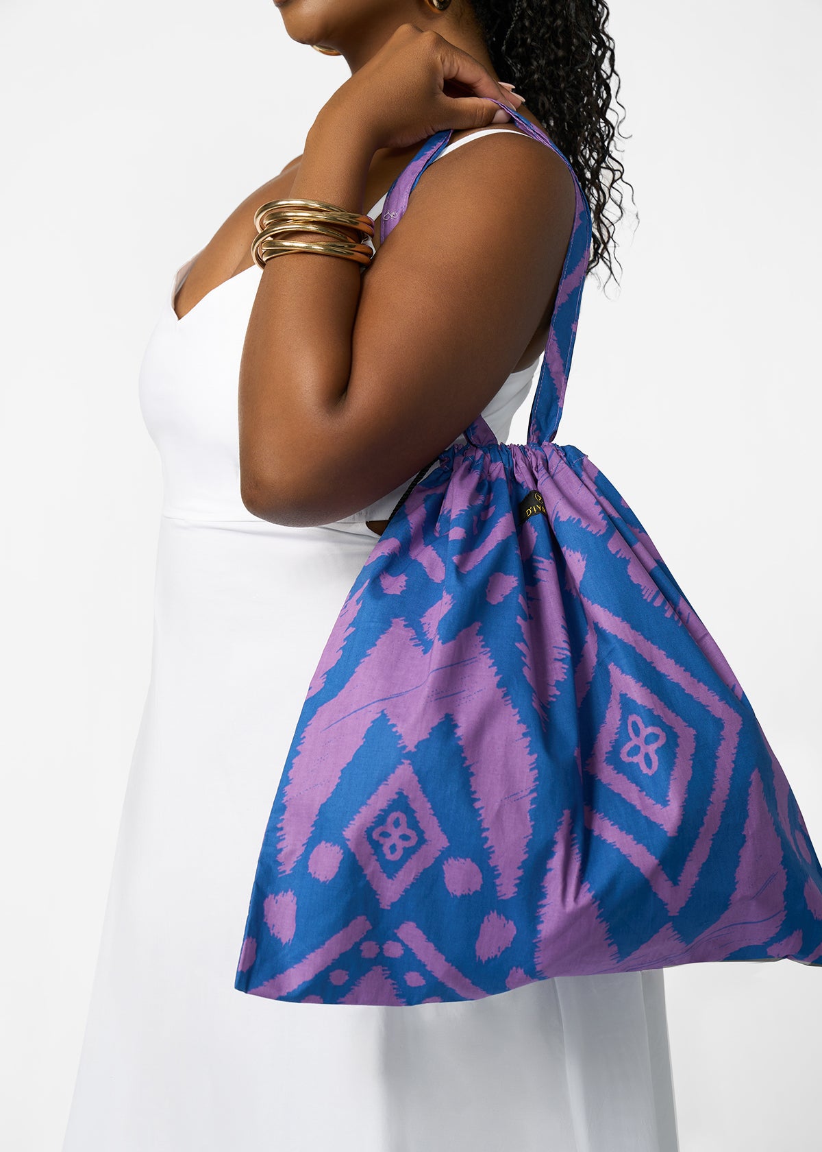 Ebuni African Print Tote  (Purple Blue Batik)