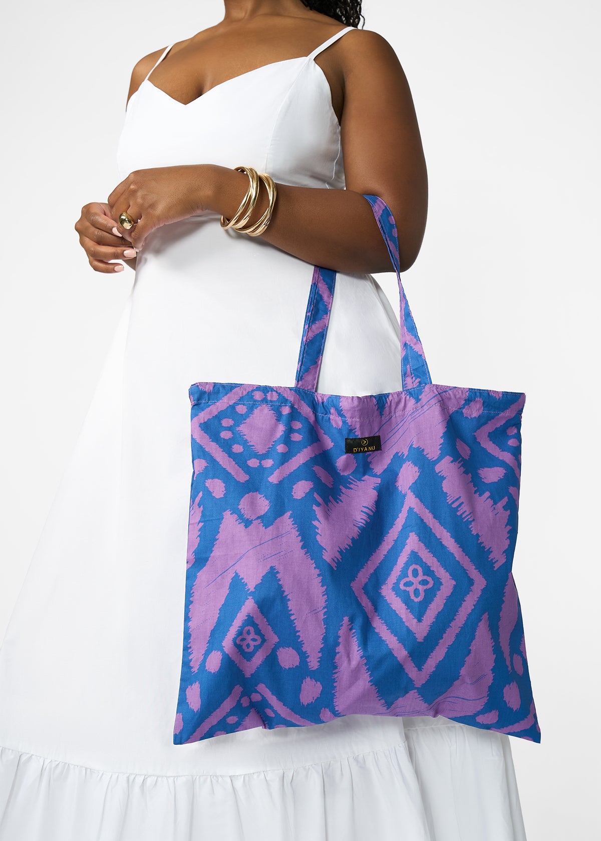 Ebuni African Print Tote  (Purple Blue Batik)