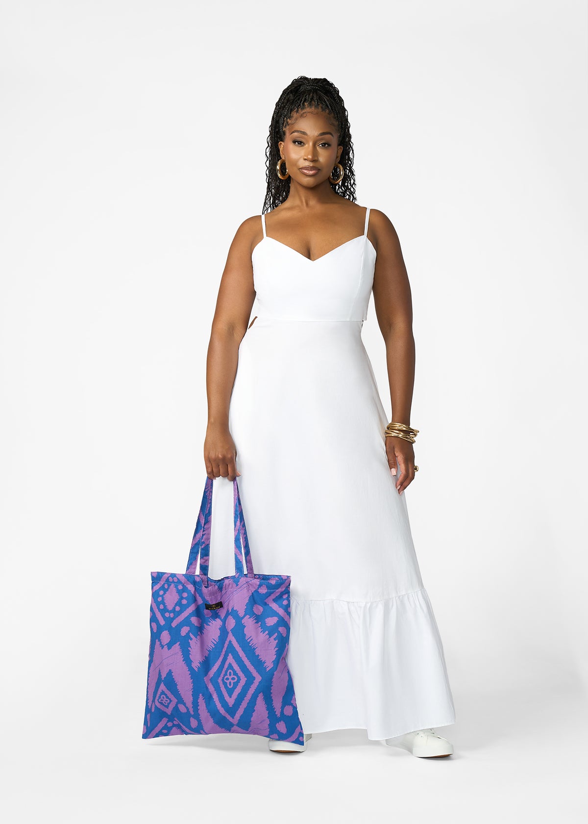 Ebuni African Print Tote  (Purple Blue Batik)