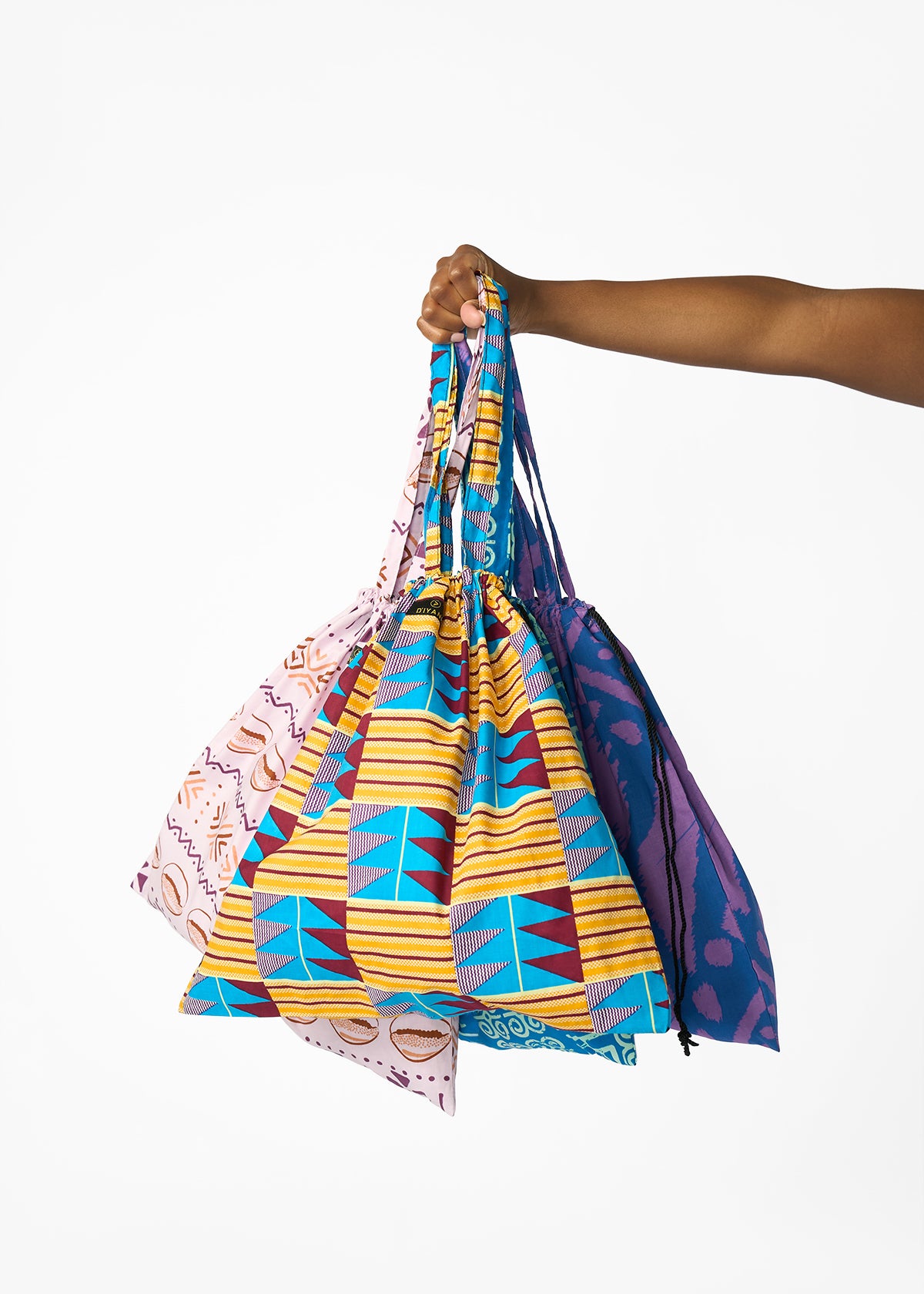 Ebuni African Print Tote  (Tan Blue Kente)