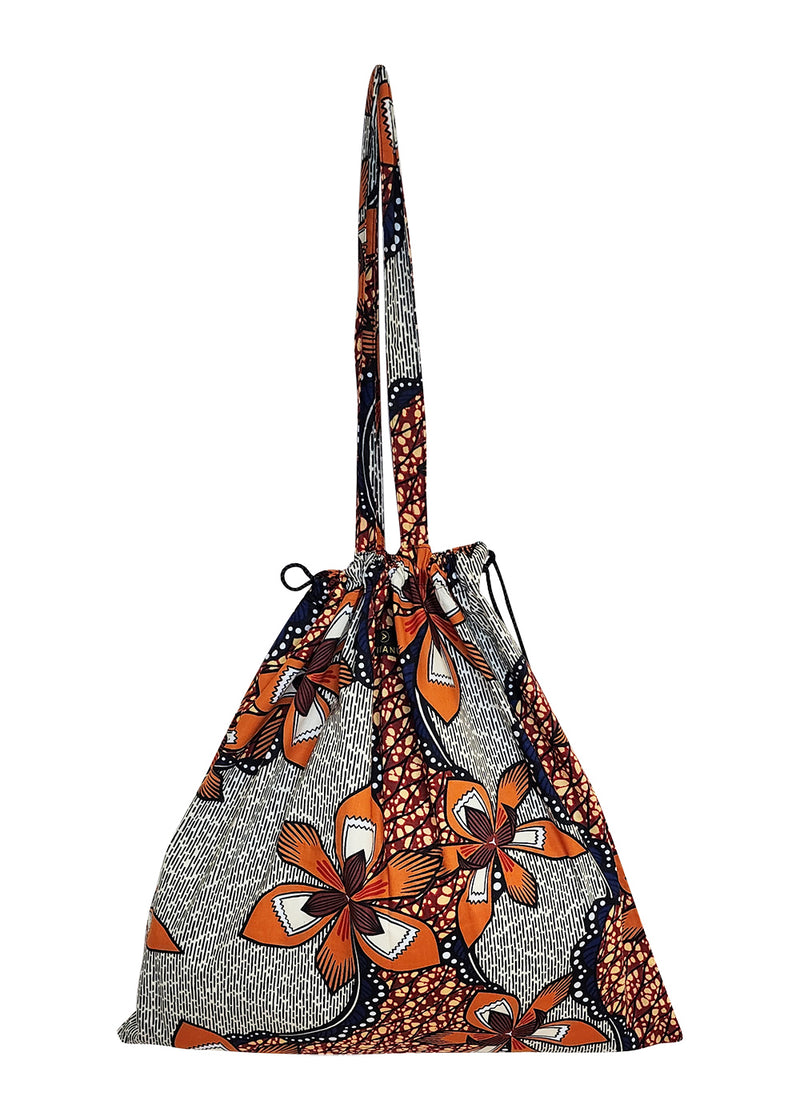 Ebuni African Print Tote Bag (Orange Brick Iris)