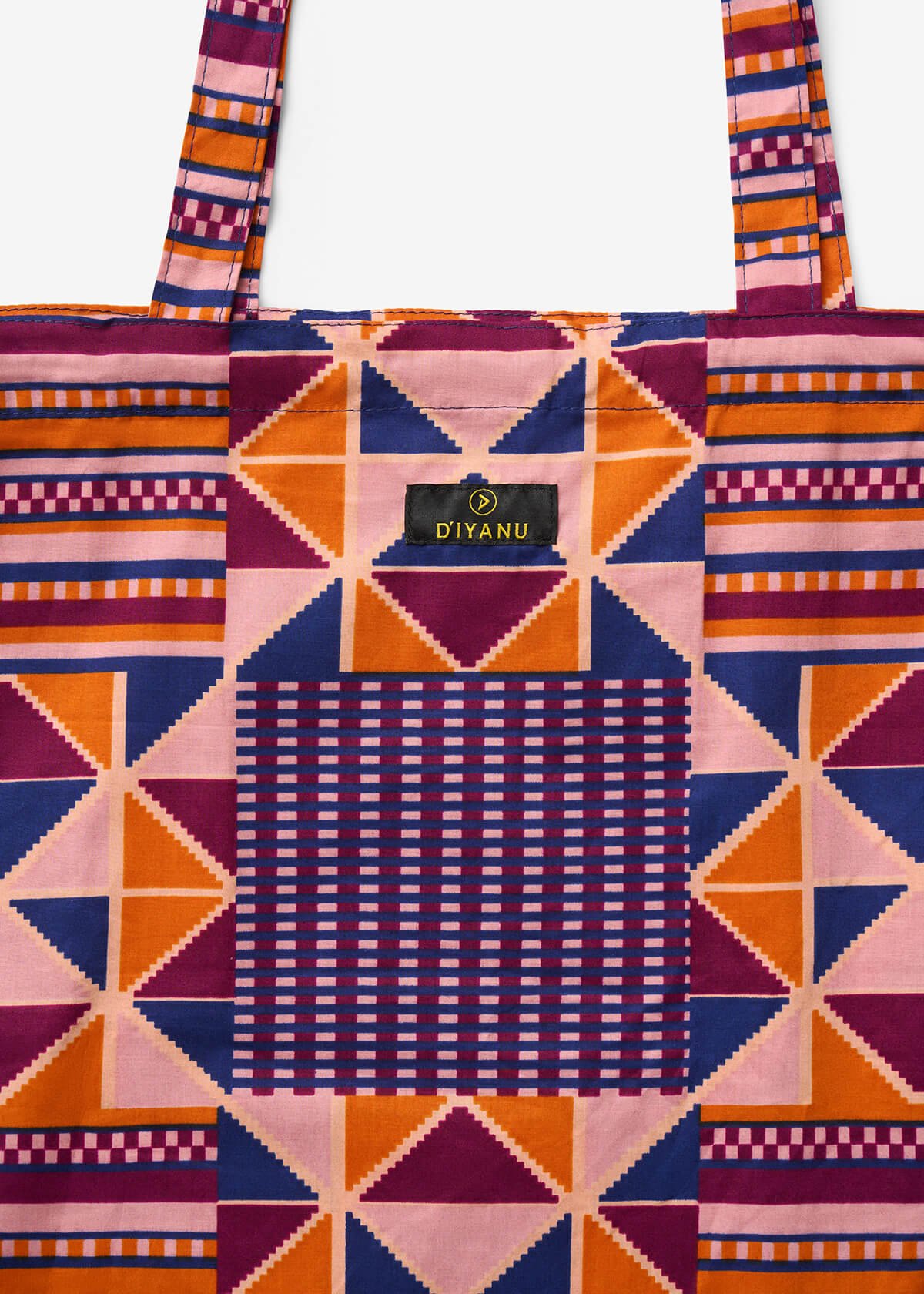 Ebuni Women's African Print Tote Bag (Orange Purple Kente) - D'IYANU