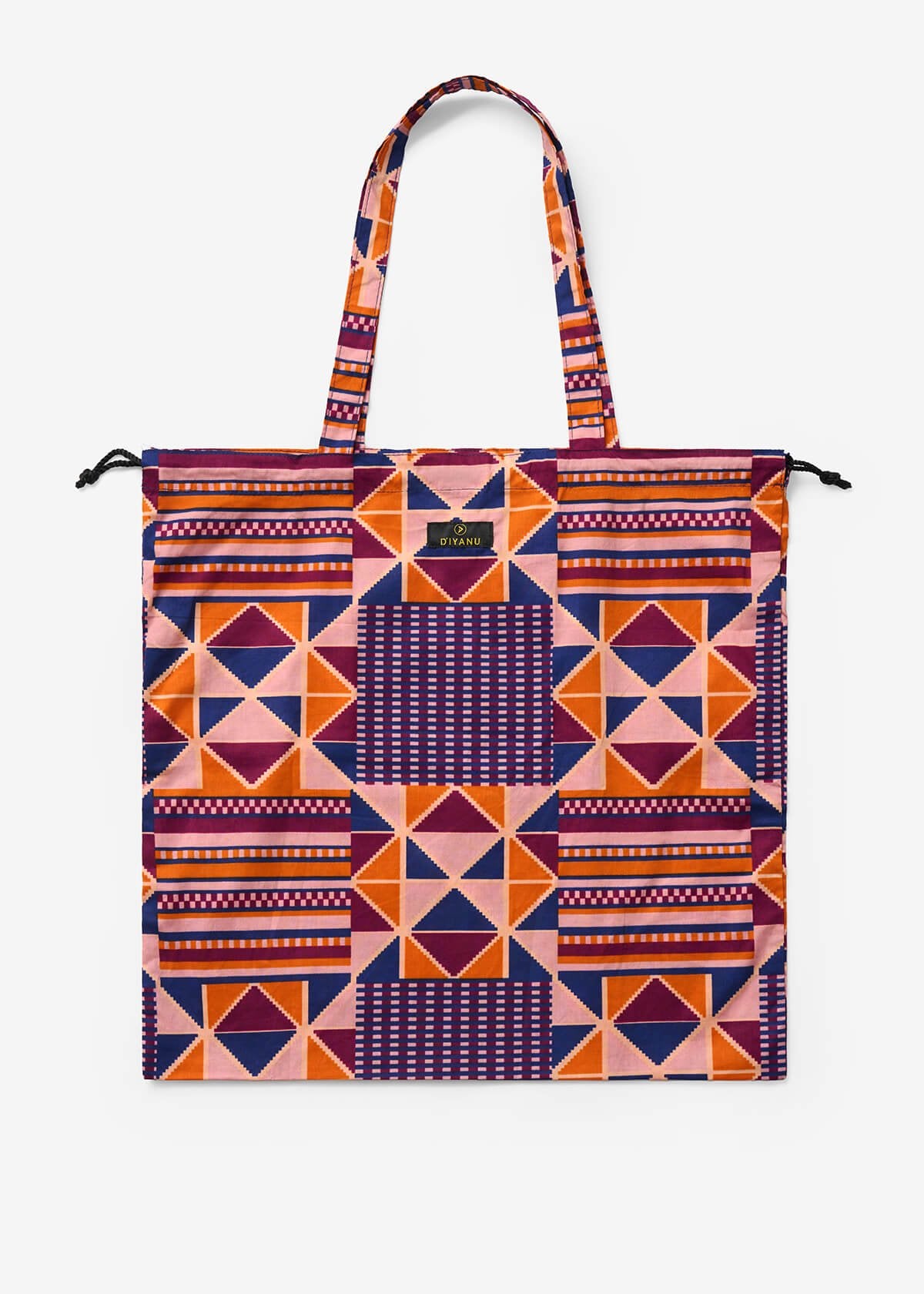 Ebuni Women's African Print Tote Bag (Orange Purple Kente) - D'IYANU