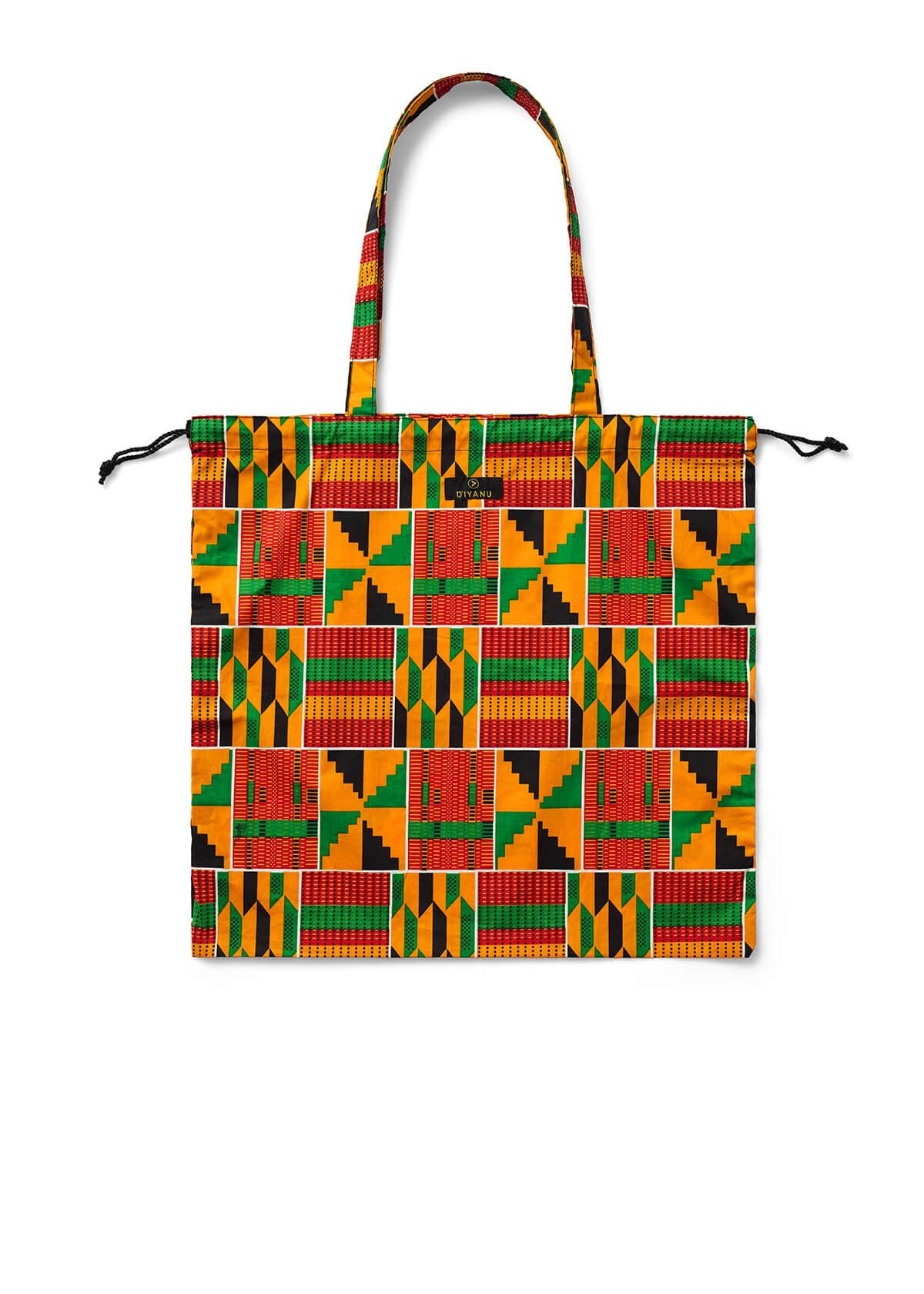 Ebuni Women's African Print Tote Bag (Red Green Yellow Kente) - D'IYANU