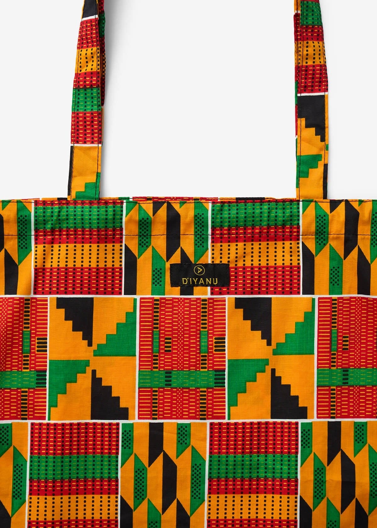 Ebuni Women's African Print Tote Bag (Red Green Yellow Kente) - D'IYANU