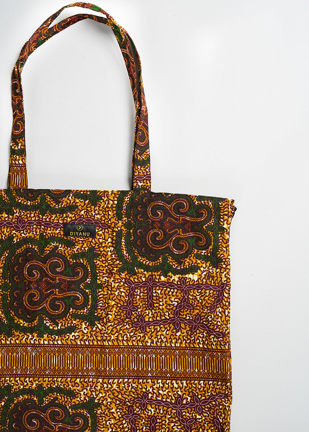 Ebuni African Print Tote (Green Tortoise Diamonds) - D'IYANU