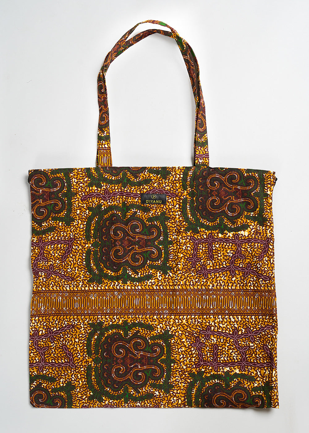 Ebuni African Print Tote (Green Tortoise Diamonds) - D'IYANU