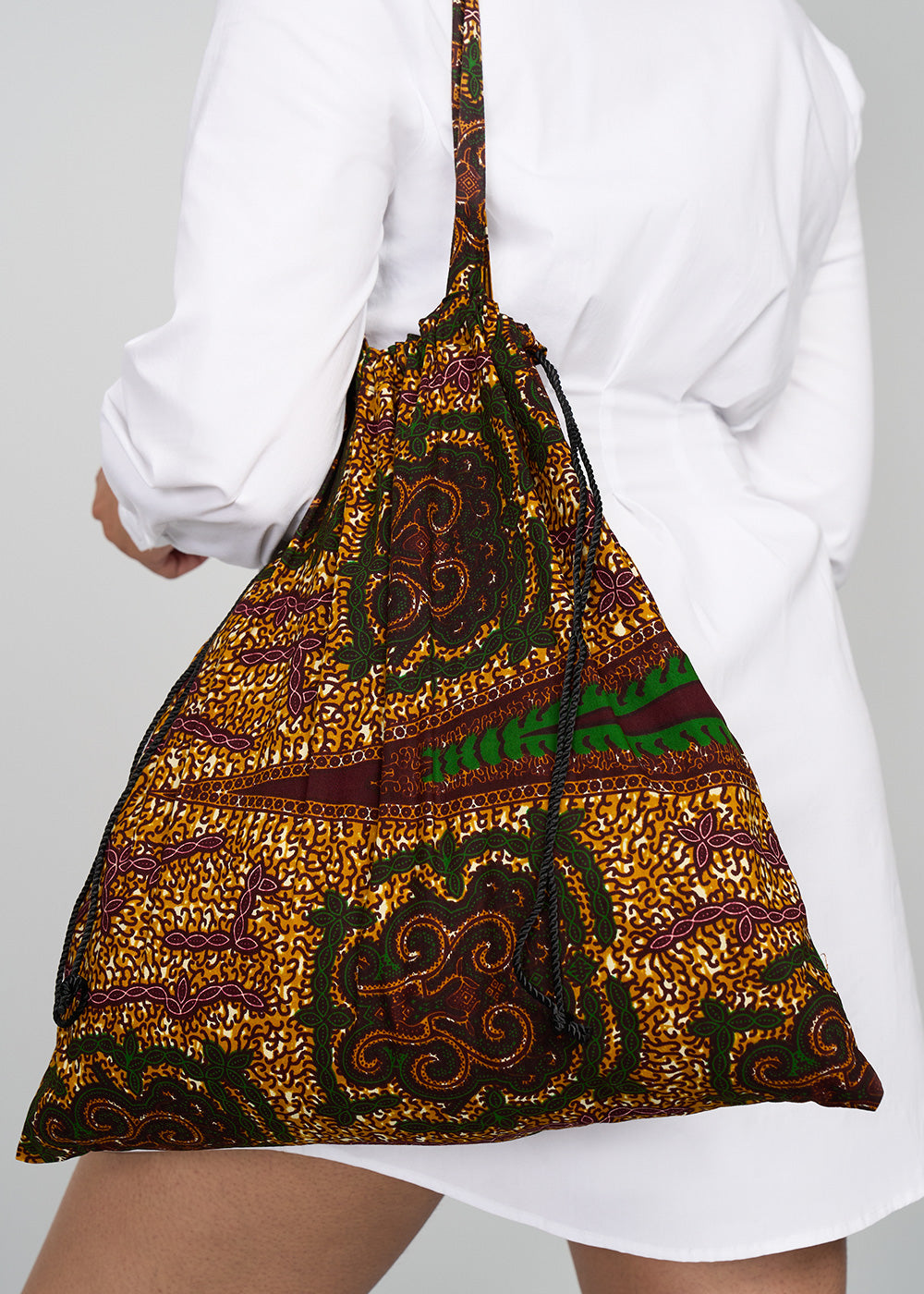Ebuni African Print Tote (Green Tortoise Diamonds) - D'IYANU