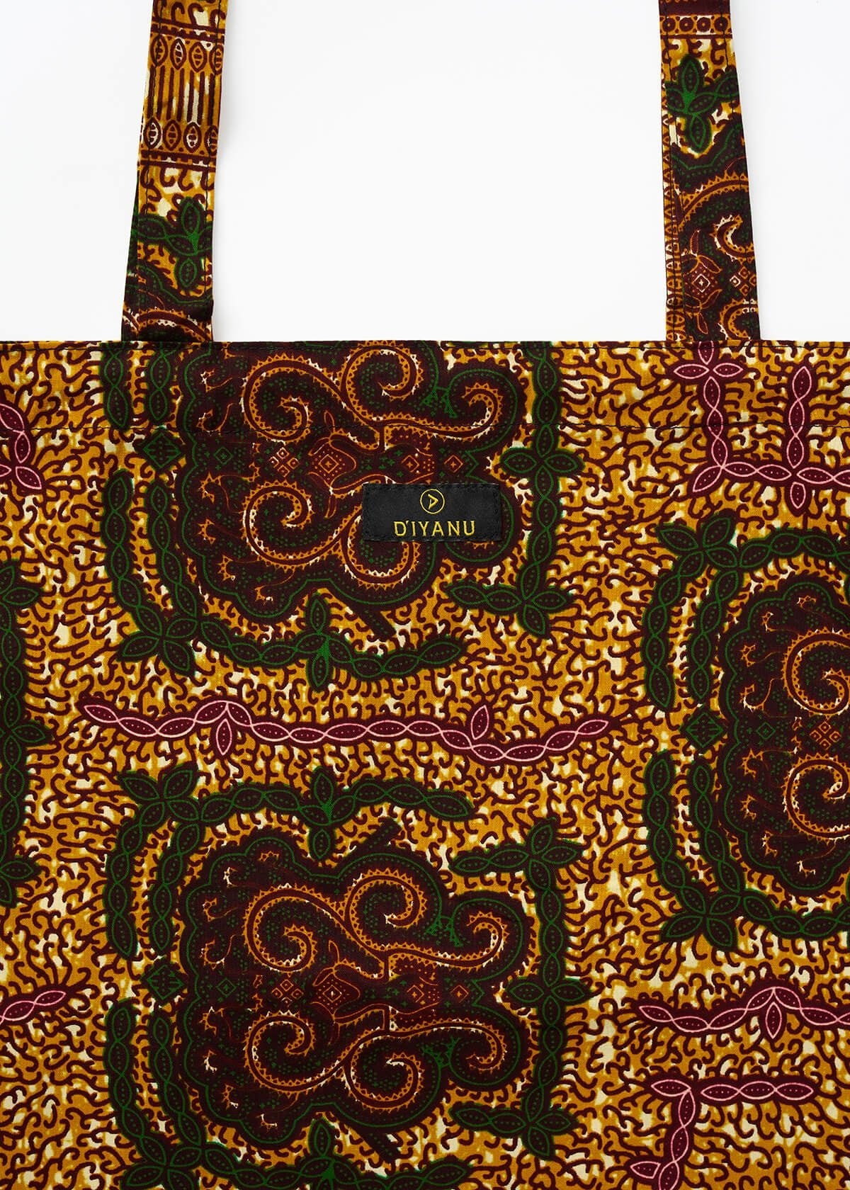 Ebuni African Print Tote Bag (Green Tortoise Diamonds) - D'IYANU