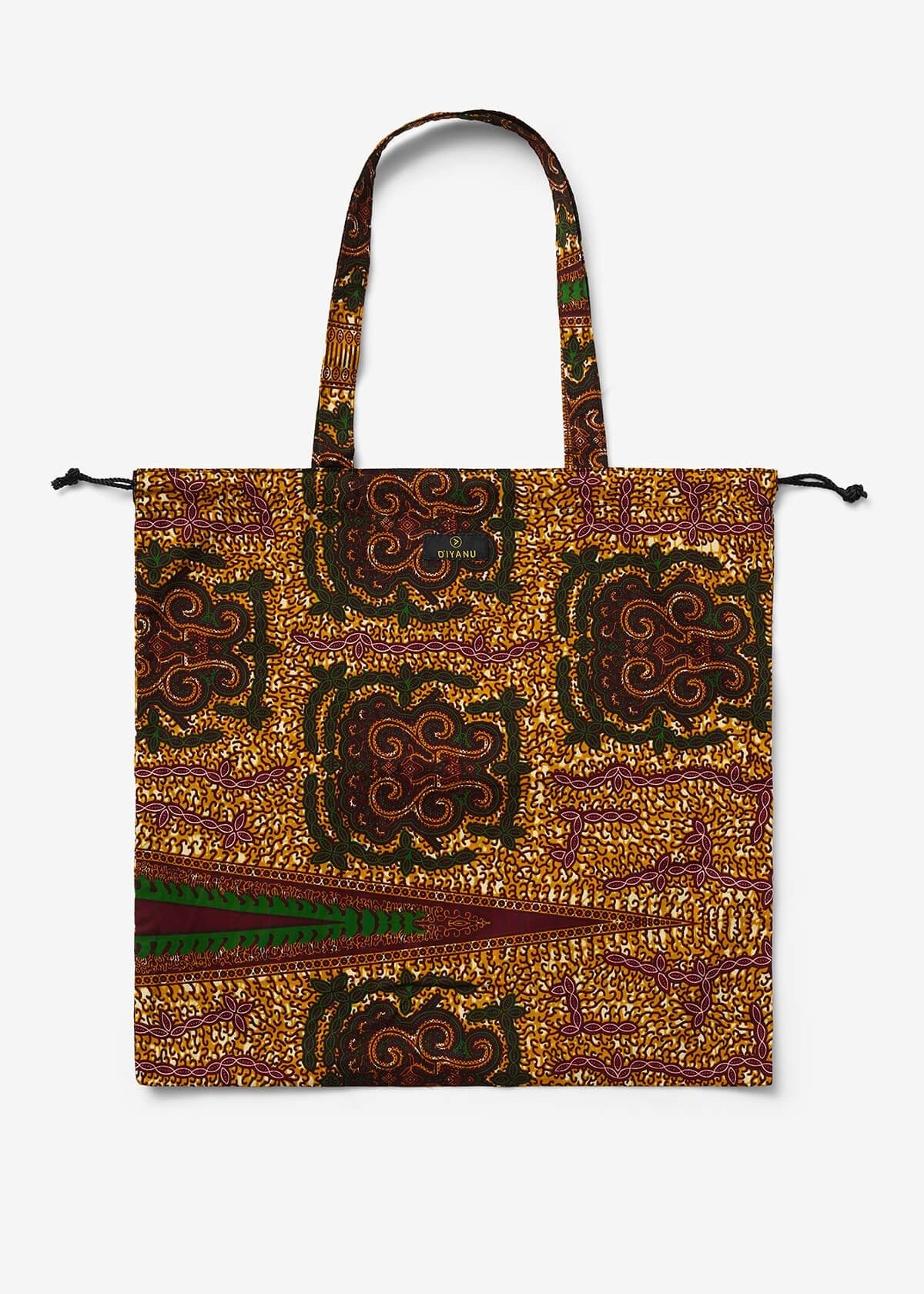 Ebuni African Print Tote Bag (Green Tortoise Diamonds) - D'IYANU