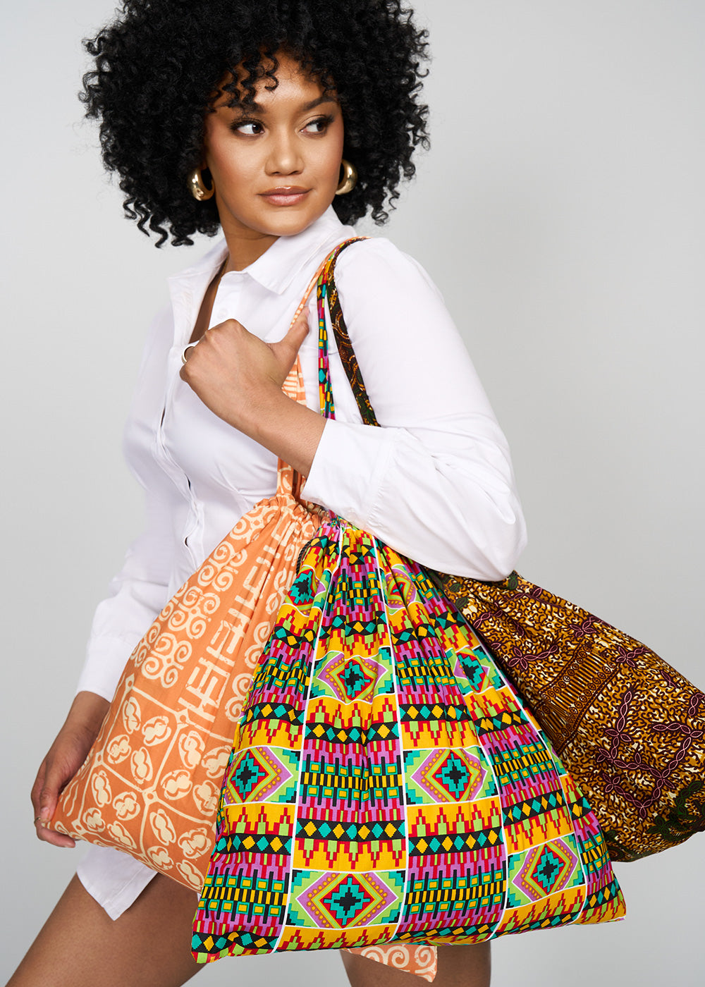 Ebuni African Print Tote (Light Orange Adire)