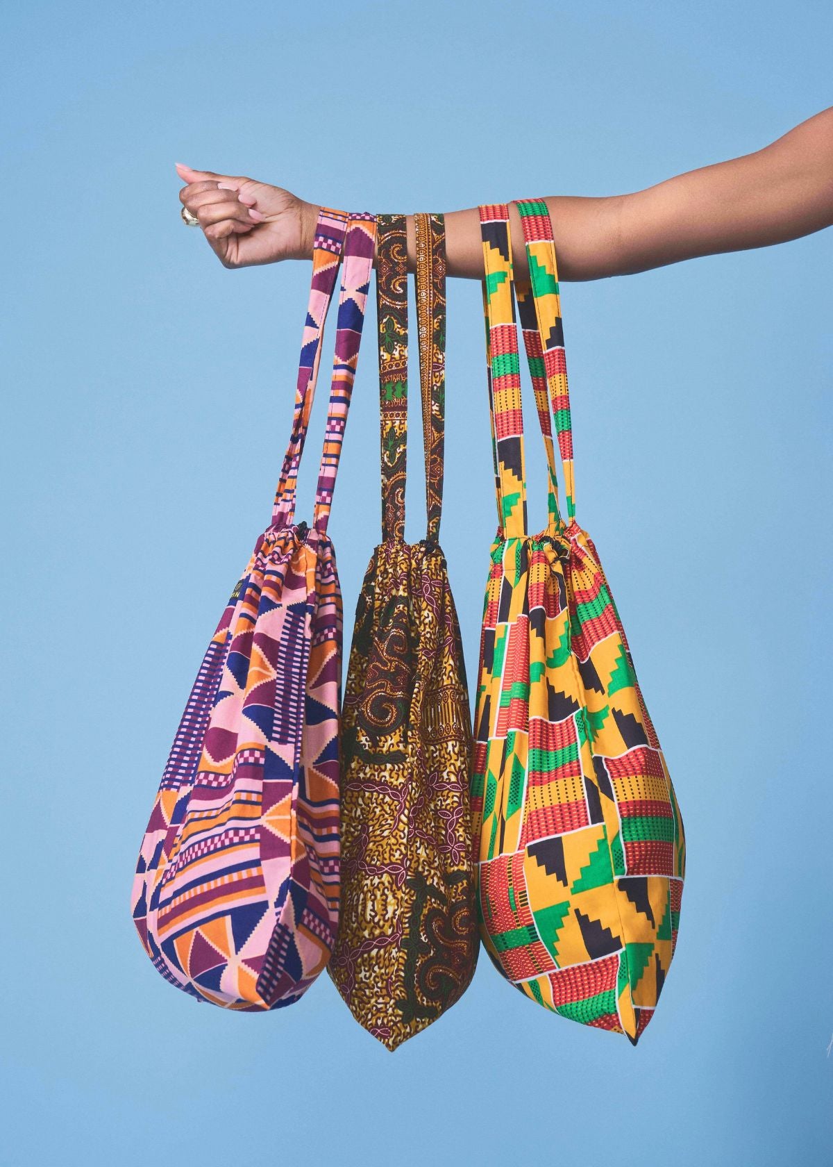 Ebuni Women's African Print Tote Bag (Red Green Yellow Kente) - D'IYANU