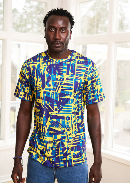 Edalo Men's African Print T-shirt (Violet Adire) - Clearance – D'IYANU
