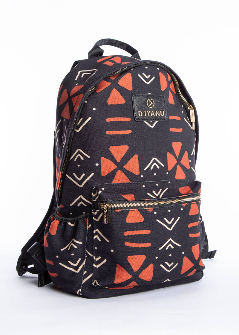 Dembe Unisex African Print Back Pack (Natural Mudcloth)