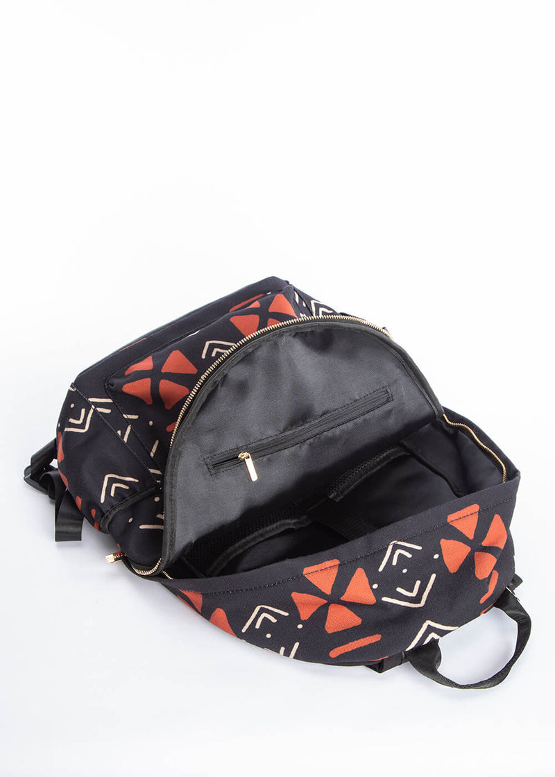 Dembe Unisex African Print Back Pack (Natural Mudcloth)