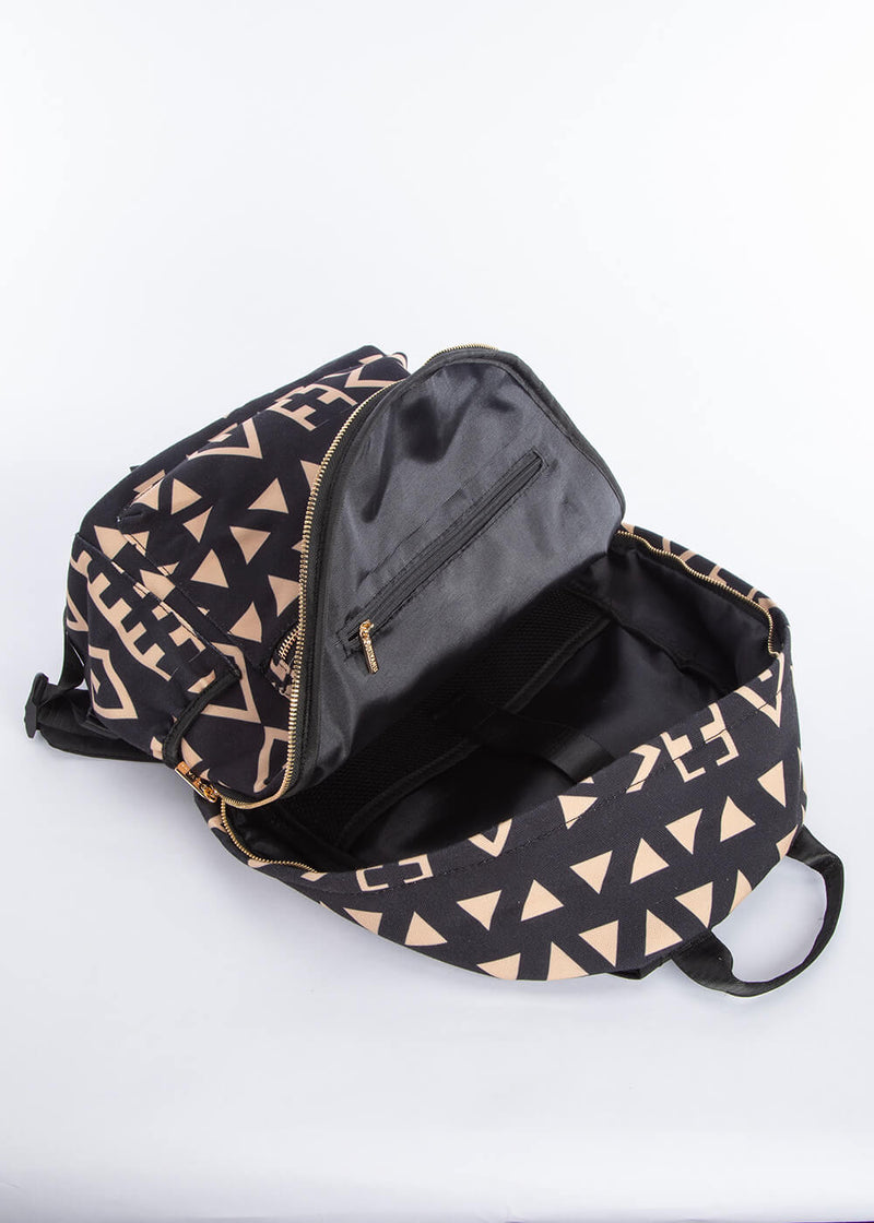 Dembe Unisex African Print Back Pack (Tan Black Tribal)