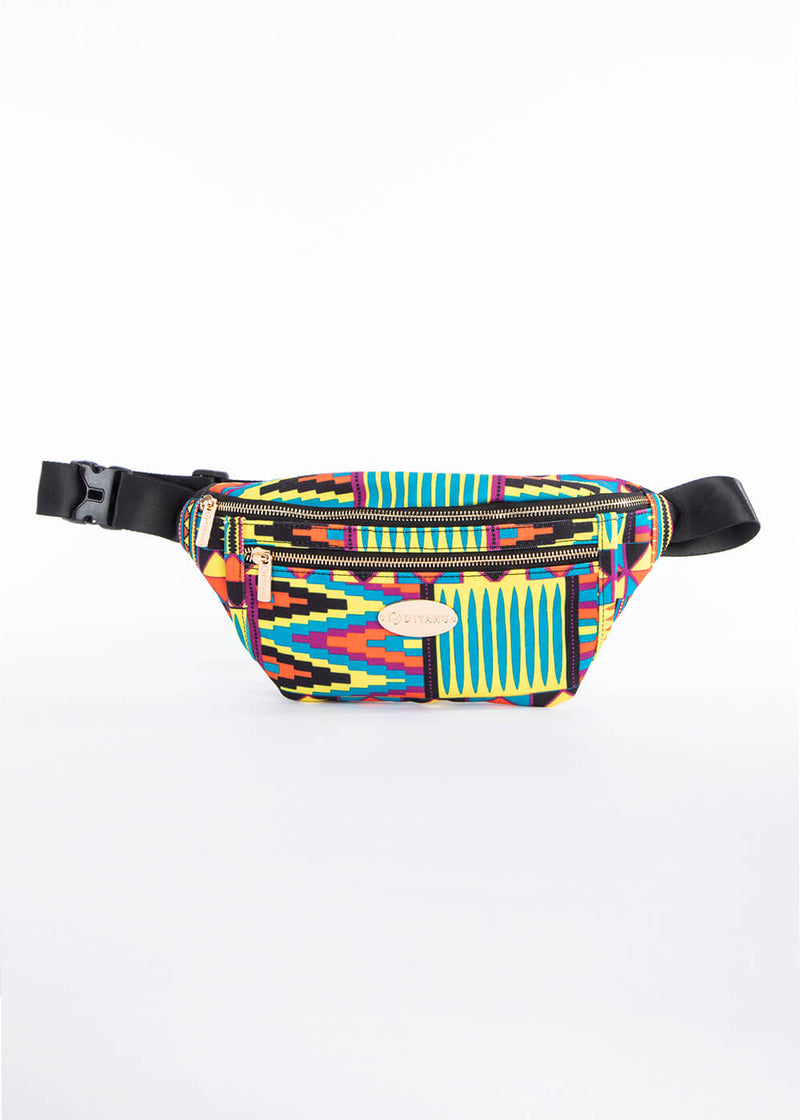 Naji African Print Unisex Fanny Pack (Canary Yellow Kente)