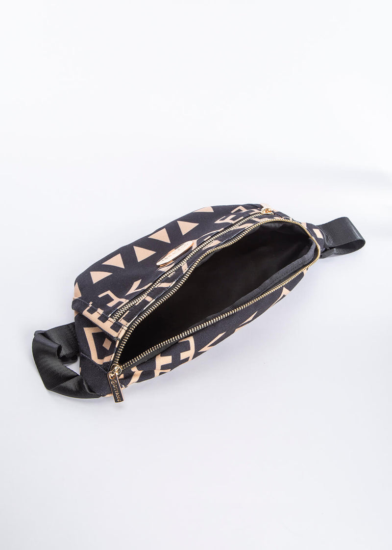 Naji Unisex African Print Fanny Pack (Tan Black Tribal)