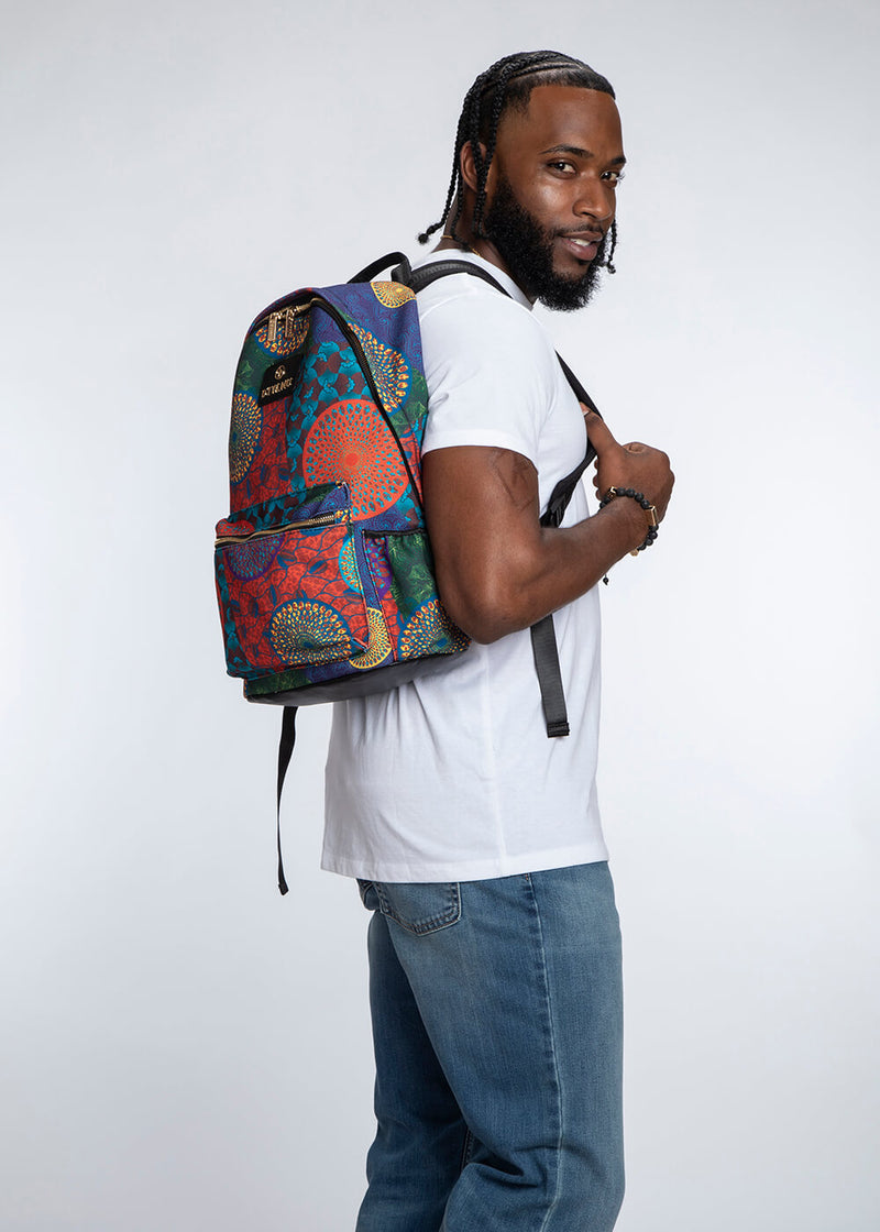 Dembe Unisex African Print Backpack (New Harvest Multipattern)