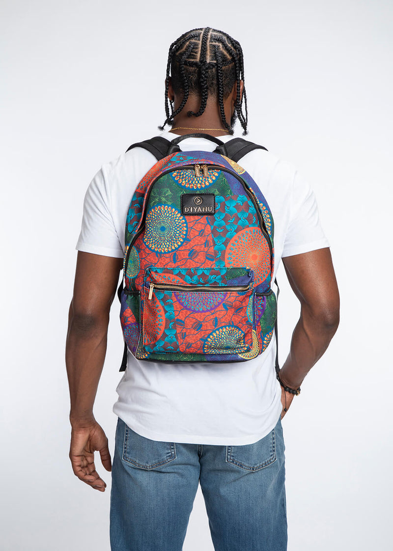 Dembe Unisex African Print Backpack (New Harvest Multipattern)