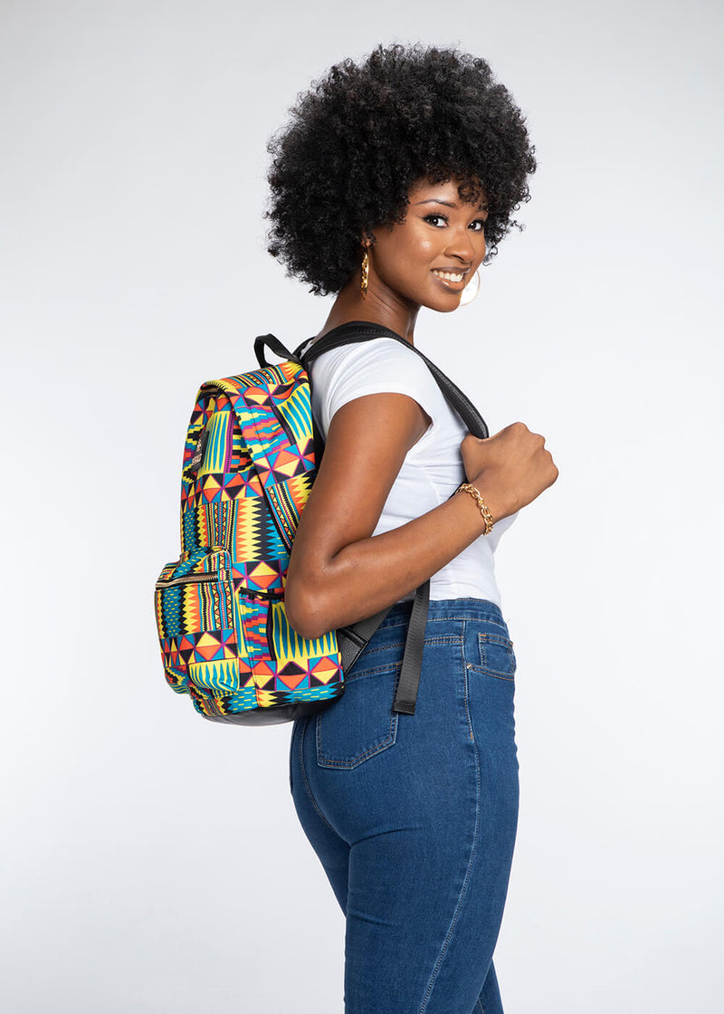 Dembe Unisex African Print Backpack (Canary Yellow Kente)