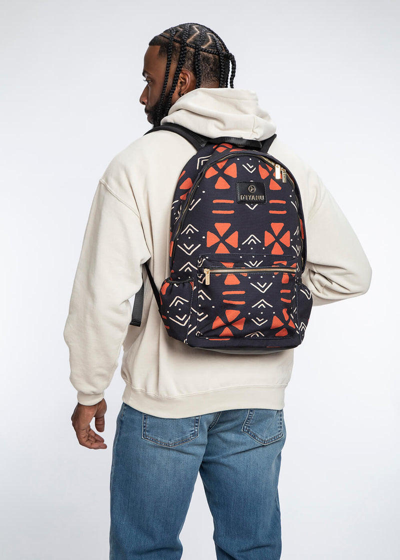 Dembe Unisex African Print Back Pack (Natural Mudcloth)