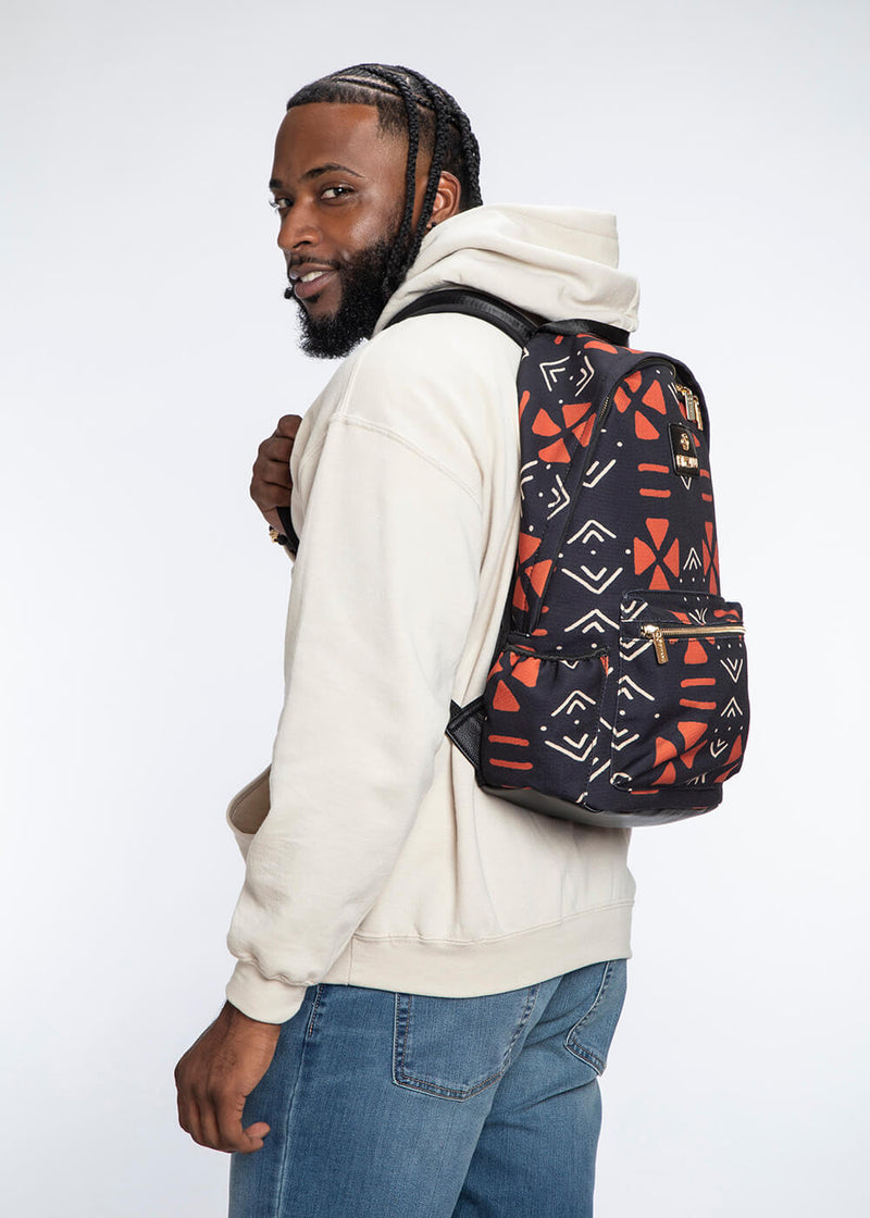 Dembe Unisex African Print Back Pack (Natural Mudcloth)