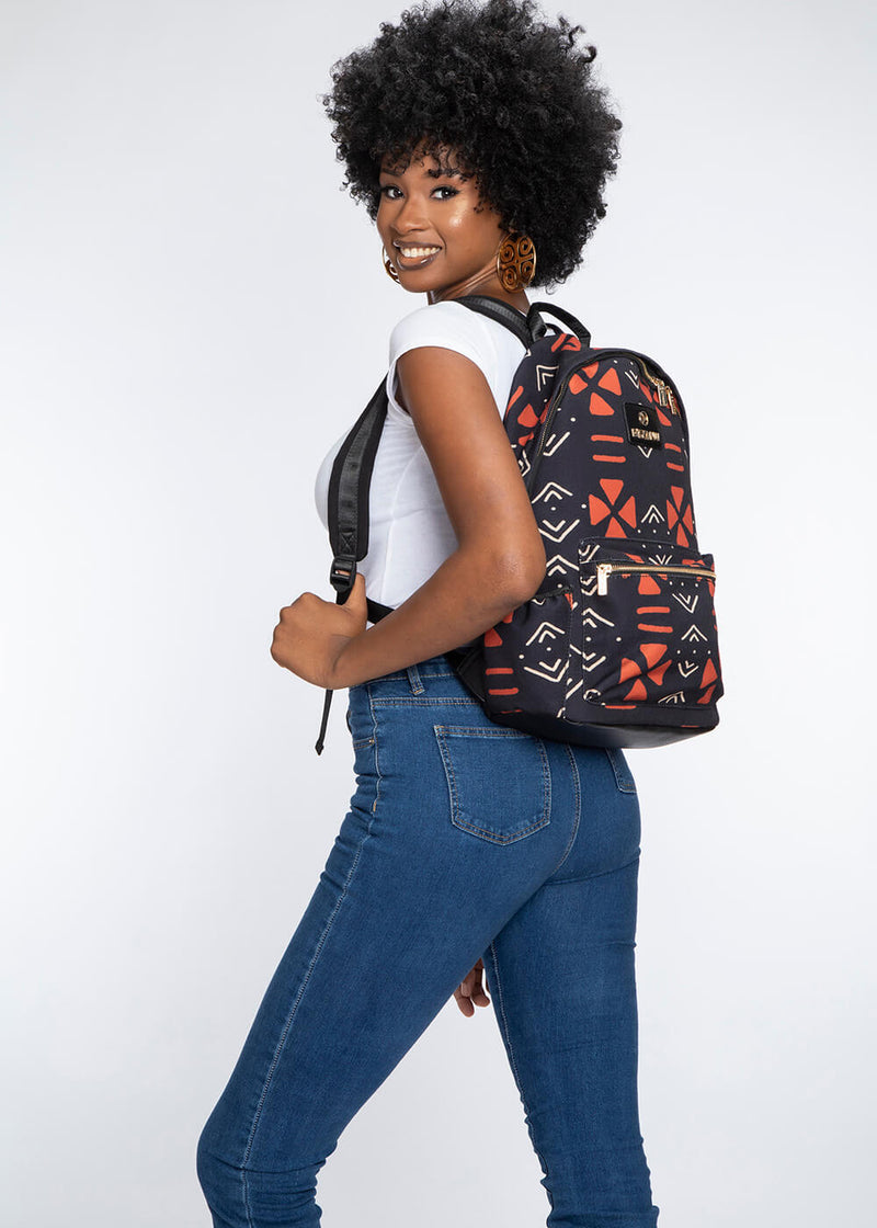 Dembe Unisex African Print Back Pack (Natural Mudcloth)