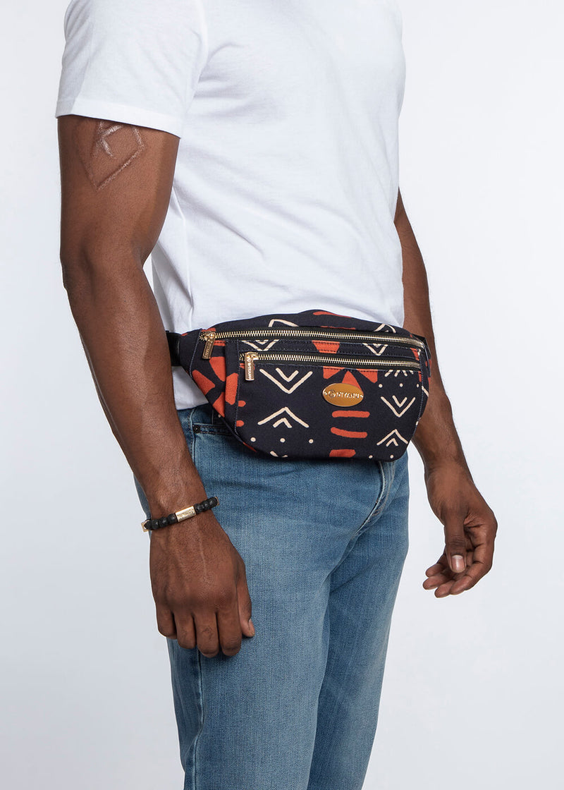 Naji African Print Unisex Fanny Pack (Natural Mudcloth)